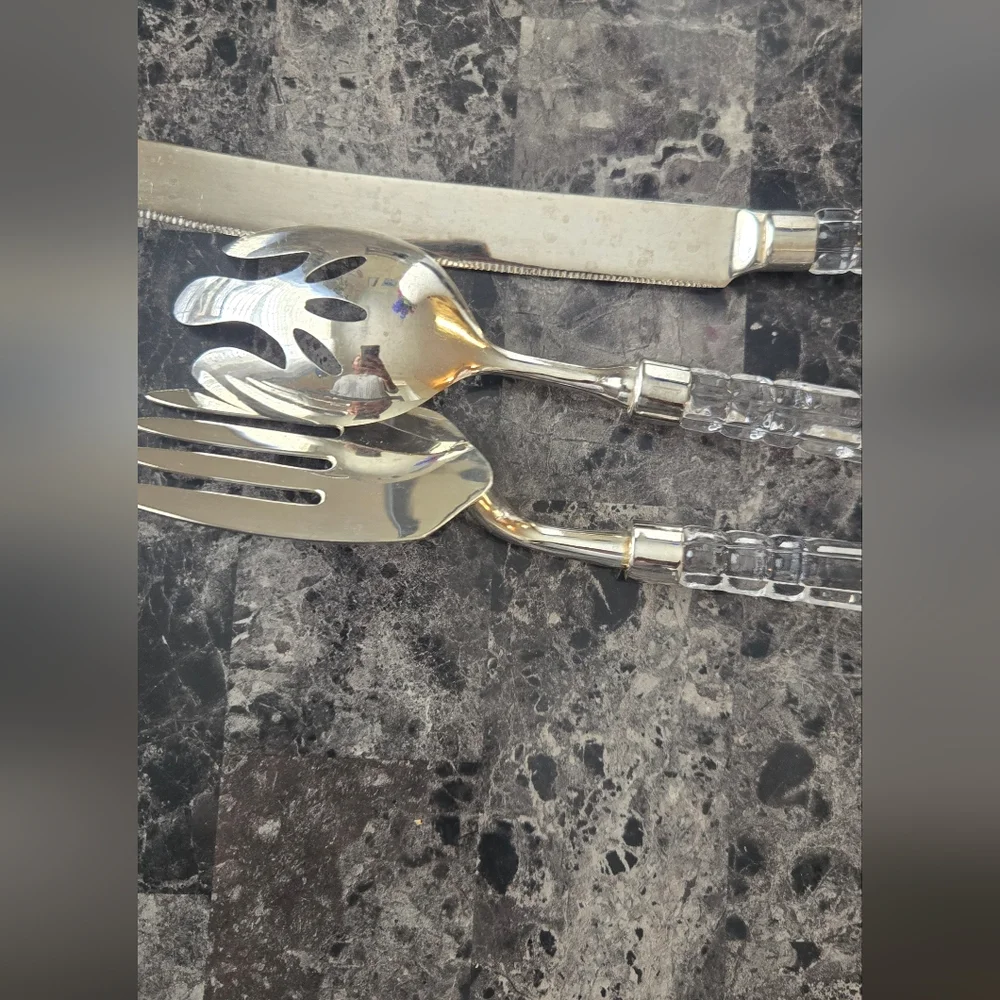 Stylish Silver and Clear Handle Flatware Set